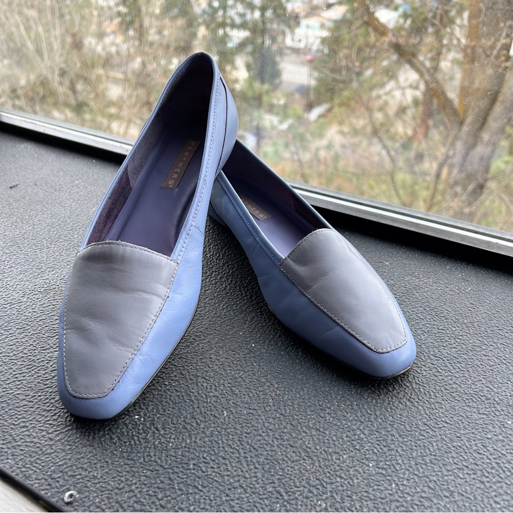 Partners Lea Casual Two Toned Blue & Gray Leather Loafers Women’s Size 10M EUC
